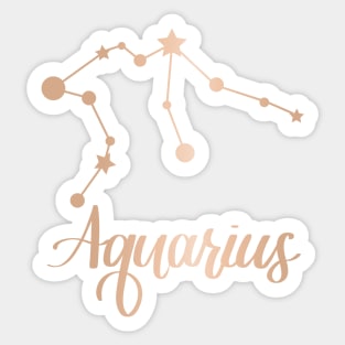 Aquarius Zodiac Constellation in Rose Gold Sticker